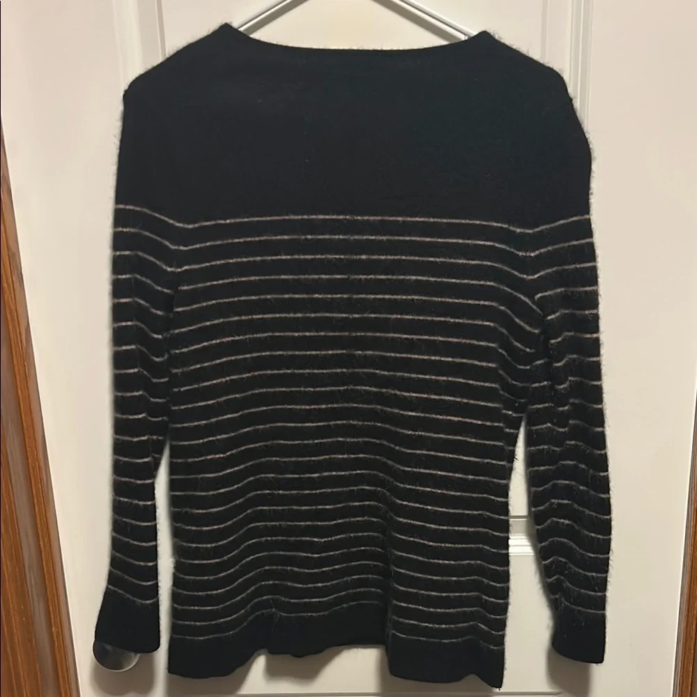 41 Hawthorn Black and Tan Crew Neck Cashmere Sweater - Picture 8 of 9